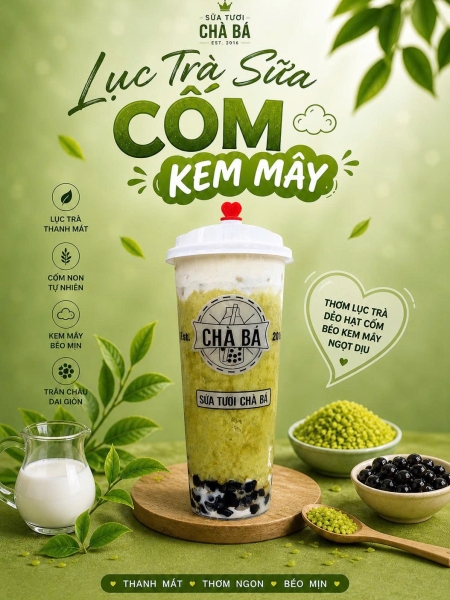 Lục Trà Sữa Cốm Kem Mây