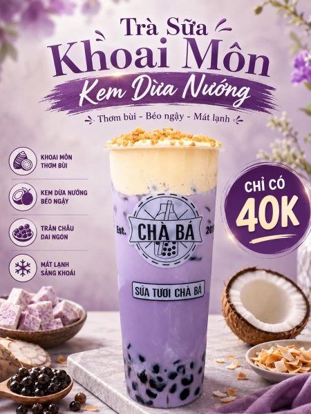 Trà Sữa Khoai Môn Kem Dừa Nướng